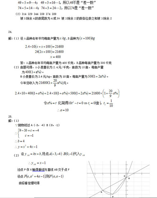 2020年重庆中考数学真题（A卷）答案